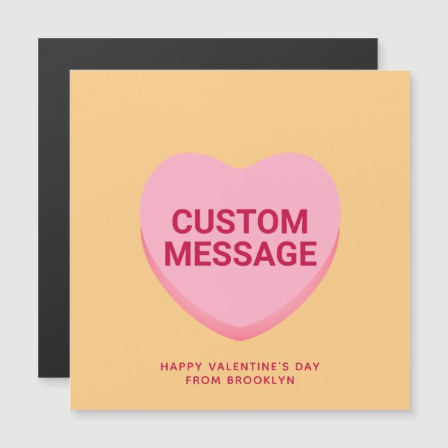 Cute orange pink custom conversation heart card (Front/Back)