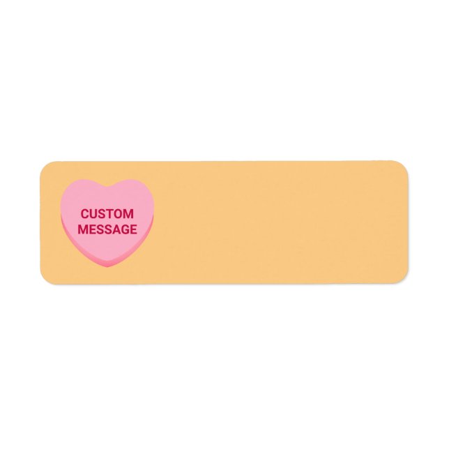 Cute orange pink custom message candy heart blank (Front)