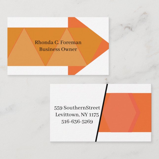 Cute Orange Pink Modern Geometric Minimalist  Business Card (Front/Back)