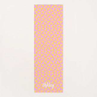 cute orange pink retro geometric design yoga mat