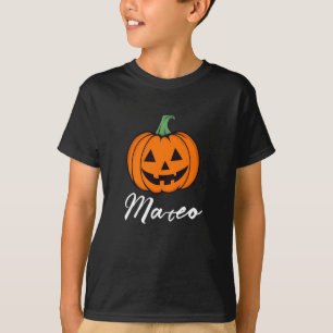 Cute Orange Pumpkin Boys Monogram Name Halloween T-Shirt