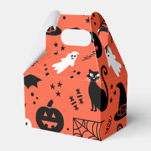 Cute Orange Pumpkin Ghost Halloween Pattern Favour Box