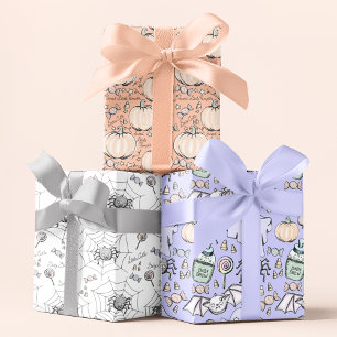 Cute Orange Pumpkin Halloween Baby Shower Wrapping Paper Sheet