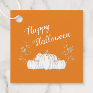Cute Orange Pumpkin Happy Halloween Favour Tags