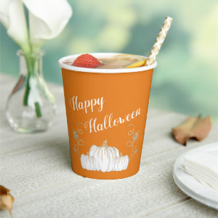 Cute Orange Pumpkin Happy Halloween  Paper Cups