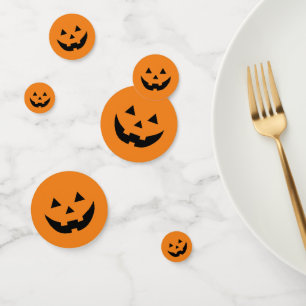 Cute orange pumpkin Jack o lantern face Halloween Confetti