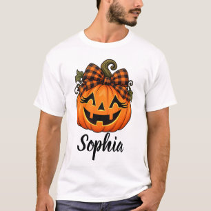 Cute Orange Pumpkin Monogram Name Halloween T-Shirt