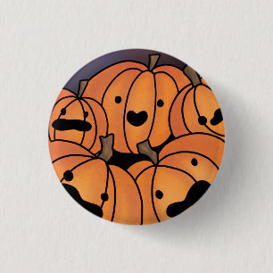 Cute Orange Pumpkin Patch Illustration 3 Cm Round Badge