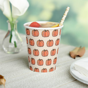 Cute Orange Pumpkin Pattern Paper Cups