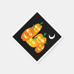 Cute Orange Pumpkins Cartoon Art Halloween Party Napkin