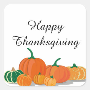 Cute Orange Pumpkins Square Sticker