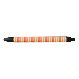 Cute orange red stripes black ink pen