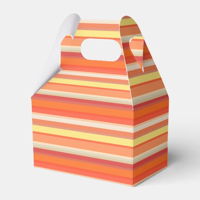 Cute orange red stripes  favour box (Front Side)