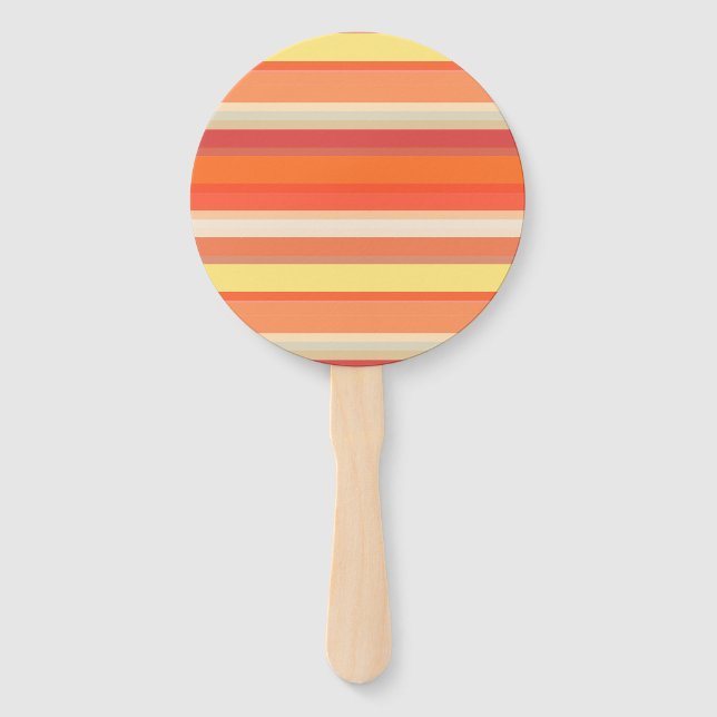 Cute orange red stripes  hand fan (Front)