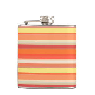 Cute orange red stripes hip flask