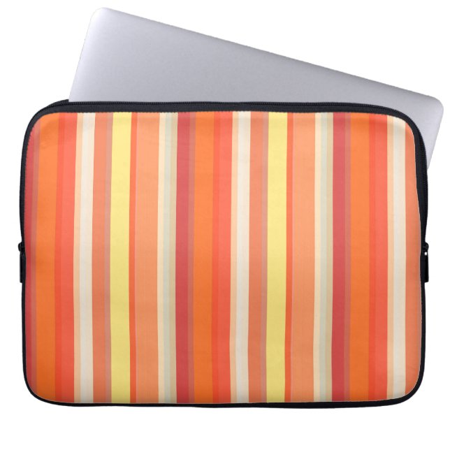 Cute orange red stripes  laptop sleeve (Front)
