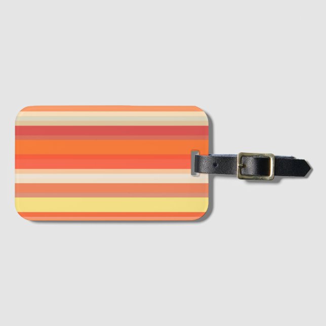 Cute orange red stripes  luggage tag (Front Horizontal)