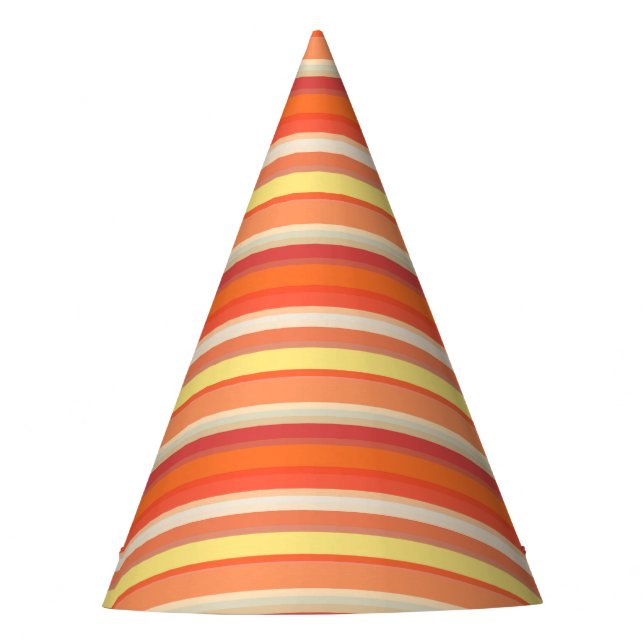 Cute orange red stripes  party hat (Front)