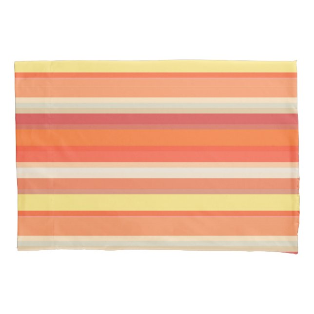 Cute orange red stripes  pillowcase (Front-Left)