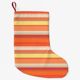 Cute orange red stripes  small christmas stocking
