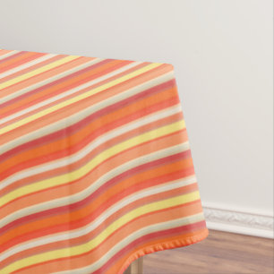 Cute orange red stripes tablecloth