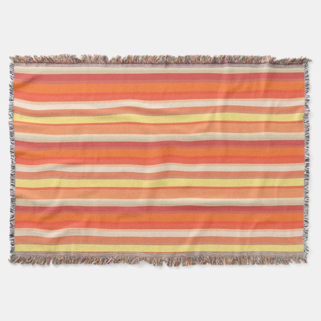 Cute orange red stripes  throw blanket (Front)