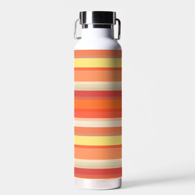 Cute orange red stripes  water bottle (Front)