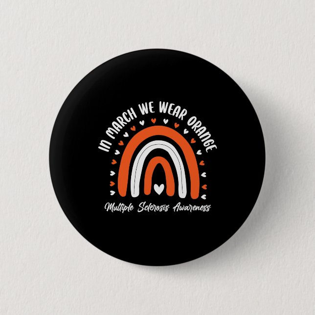 Cute Orange Ribbon Ms Warrior Multiple Sclerosis A 6 Cm Round Badge (Front)