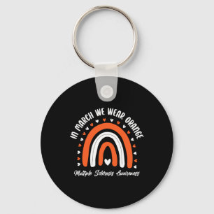 Cute Orange Ribbon Ms Warrior Multiple Sclerosis A Key Ring