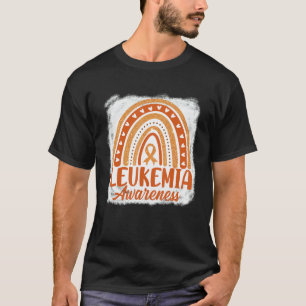 Cute Orange Ribbon Rainbow Bleached Leukaemia Awar T-Shirt
