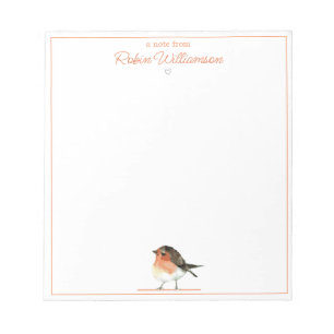 Cute Orange Robin - Simple Elegant Notepad