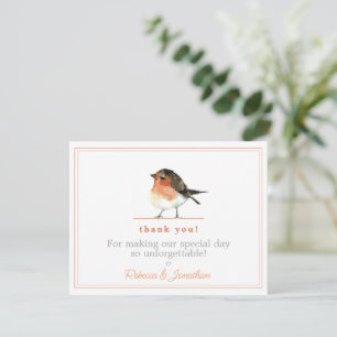 Cute Orange Robin Simple Elegant Wedding Thank You Card