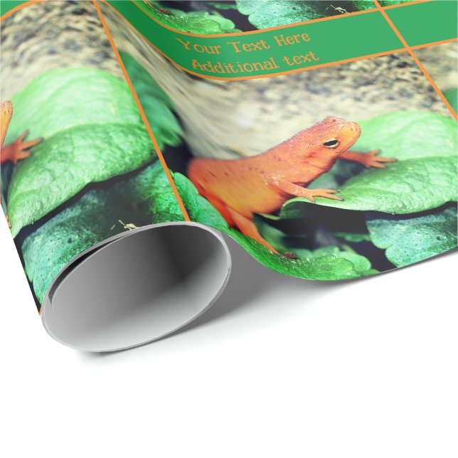 Cute Orange Salamander Personalised Wrapping Paper (Roll Corner)