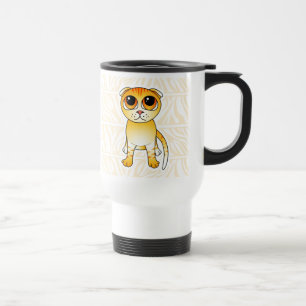 Cute Orange Scottish Fold Cat Cartoon Travel Mug