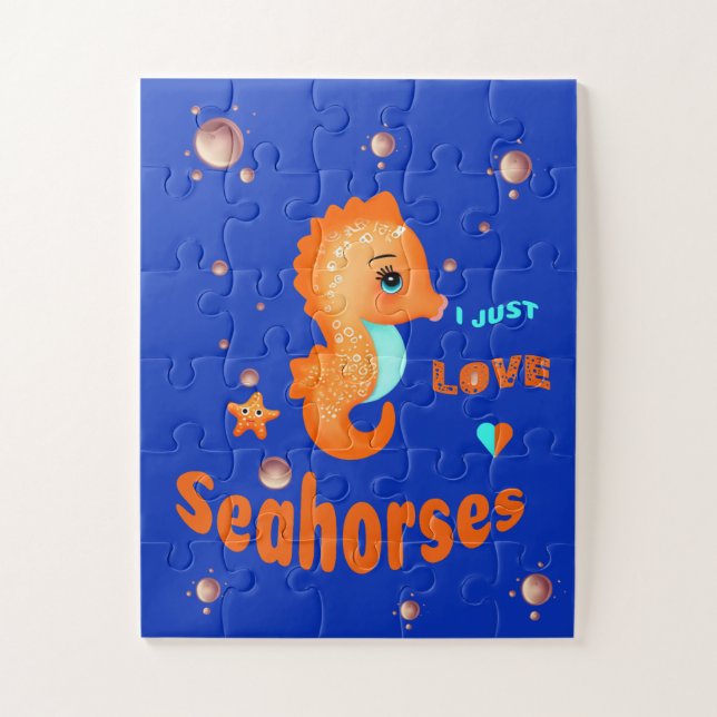 Cute orange seahorse  jigsaw puzzle (Vertical)