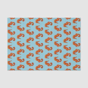 cute orange seahorse print tissue paper