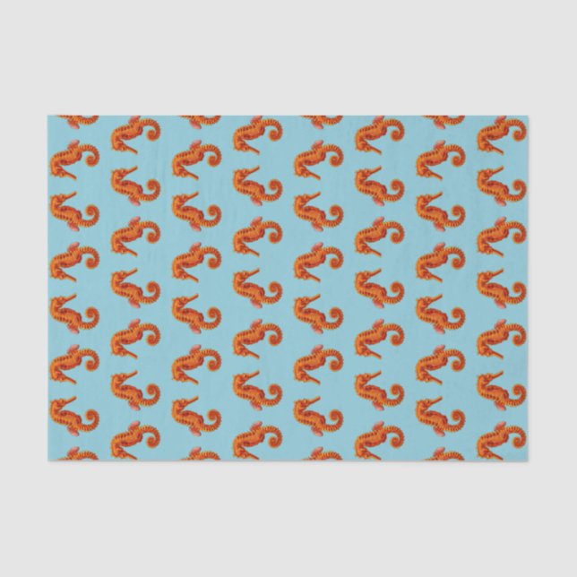 cute orange seahorse print tissue paper (Front)