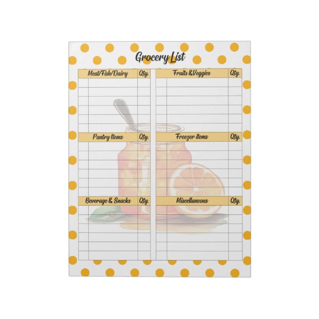 Cute Orange Sherbet Grocery List  Notepad (Rotated)