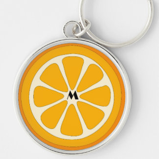 Cute Orange Slice Simple Minimalist Monogrammed Key Ring