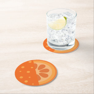 Cute Orange Slice v2 Round Paper Coaster