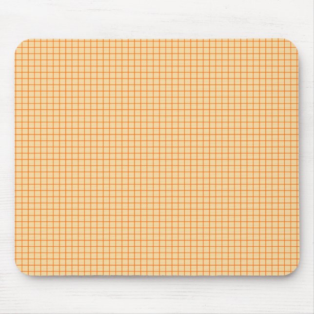 Cute orange small grid pattern on beige mouse mat (Front)