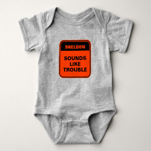 Cute orange sounds like trouble personalised baby bodysuit