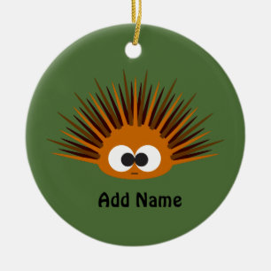 Cute Orange Spiny Sea Urchin Ceramic Tree Decoration