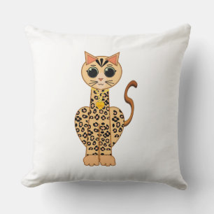 Cute Orange Spotted Bengal Cat on White Cushion
