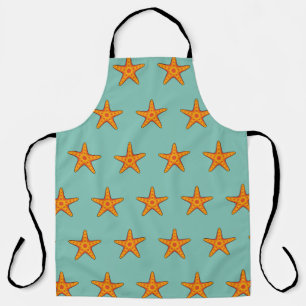 Cute Orange Starfish Cartoon Apron