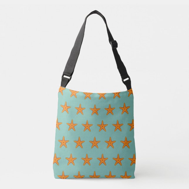 Cute Orange Starfish Cartoon Crossbody Bag (Front)