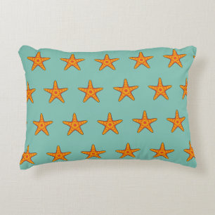 Cute Orange Starfish Cartoon Decorative Cushion