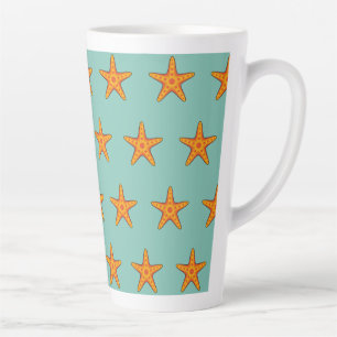 Cute Orange Starfish Cartoon Latte Mug
