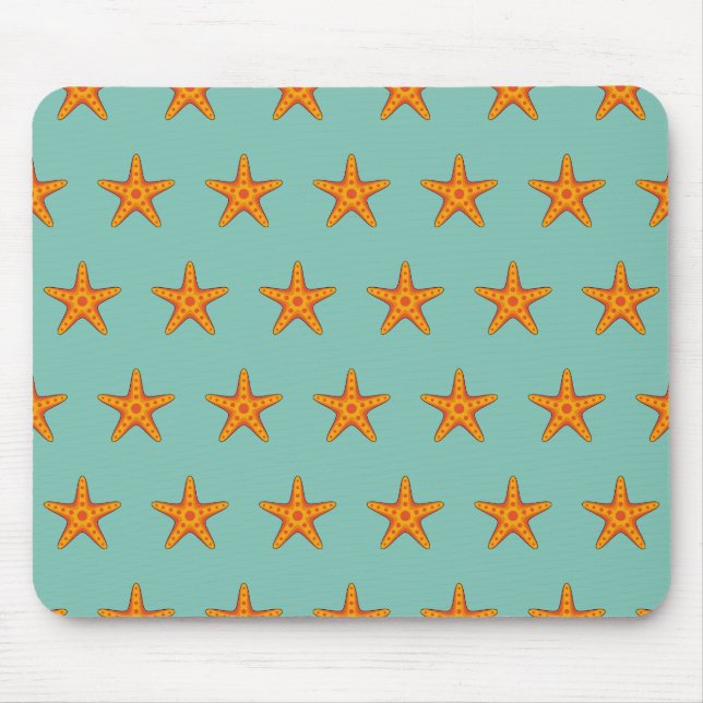 Cute Orange Starfish Cartoon Mouse Mat (Front)