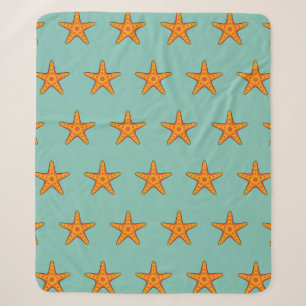 Cute Orange Starfish Cartoon Sherpa Blanket